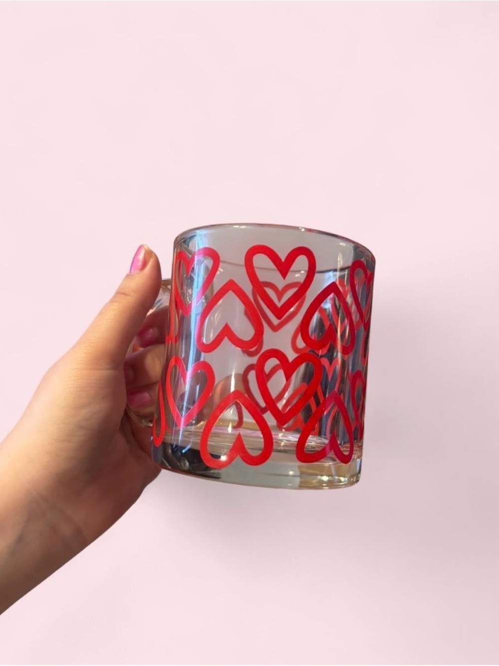 Red Heart Glass Mug
